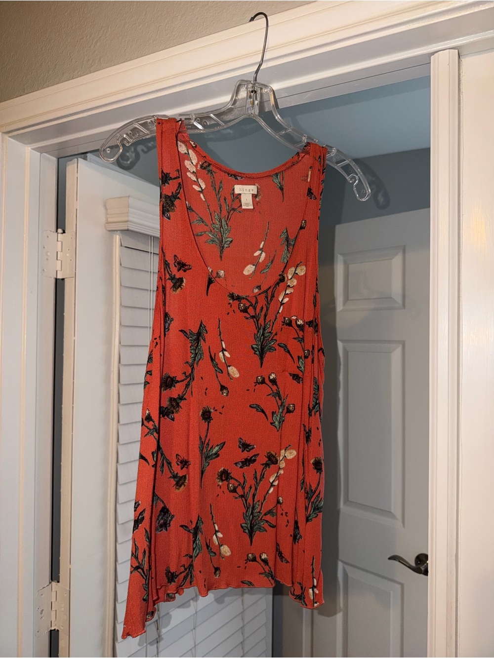 hinge Rust Floral Sleeveless Mini Dress